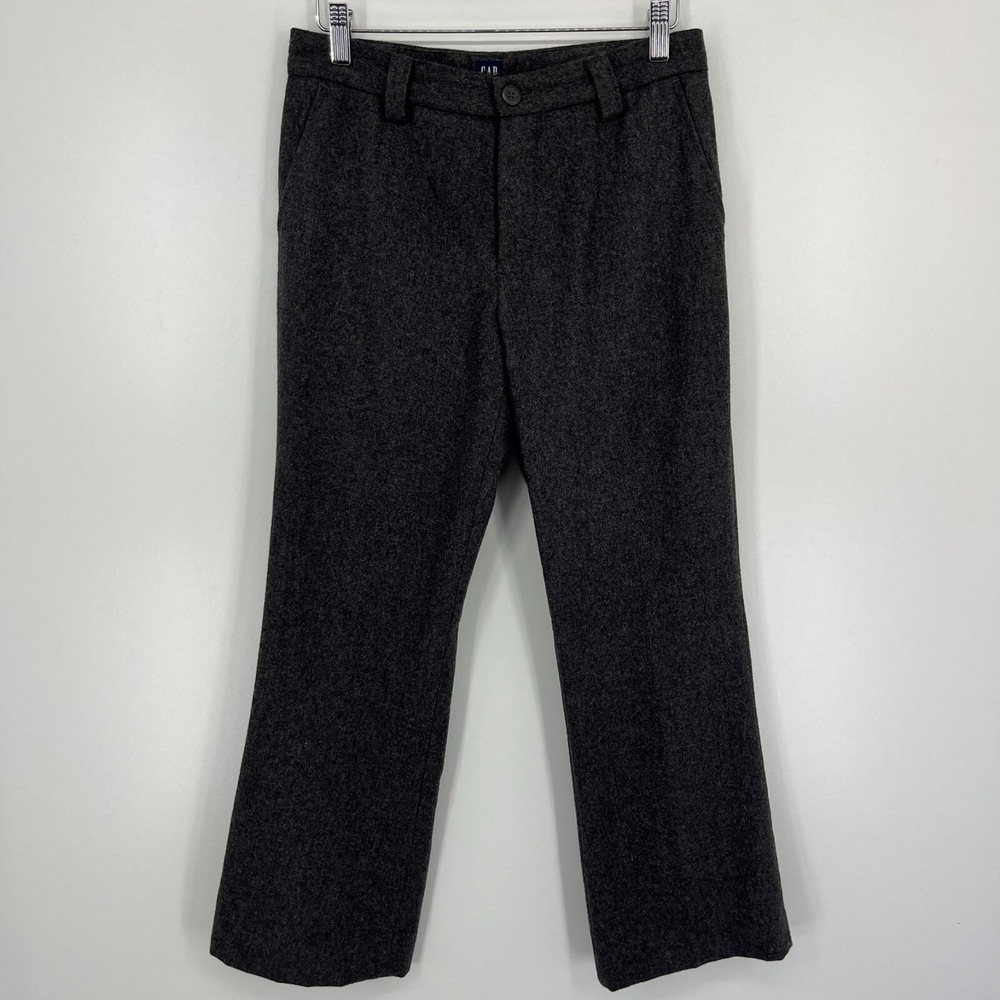 Gap Wool Blend Chino Pants Women's Size 4 Gray Vtg Y2K‎ 2000 Straight Fit